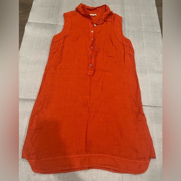 Lina Tomei Dresses & Skirts - [L]Lina Tomei Sleeveless Orange Red 1/2 Button-Up Shift Dress
